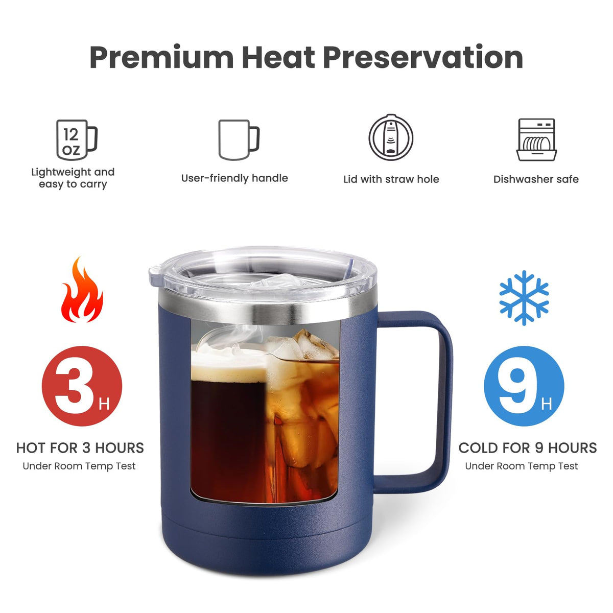 12oz Coffee Mug With Handle 4 Pack Bulk (4 Count)