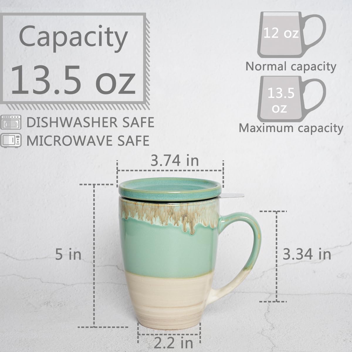 Ceramic Tea Cup with Infuser and Lid