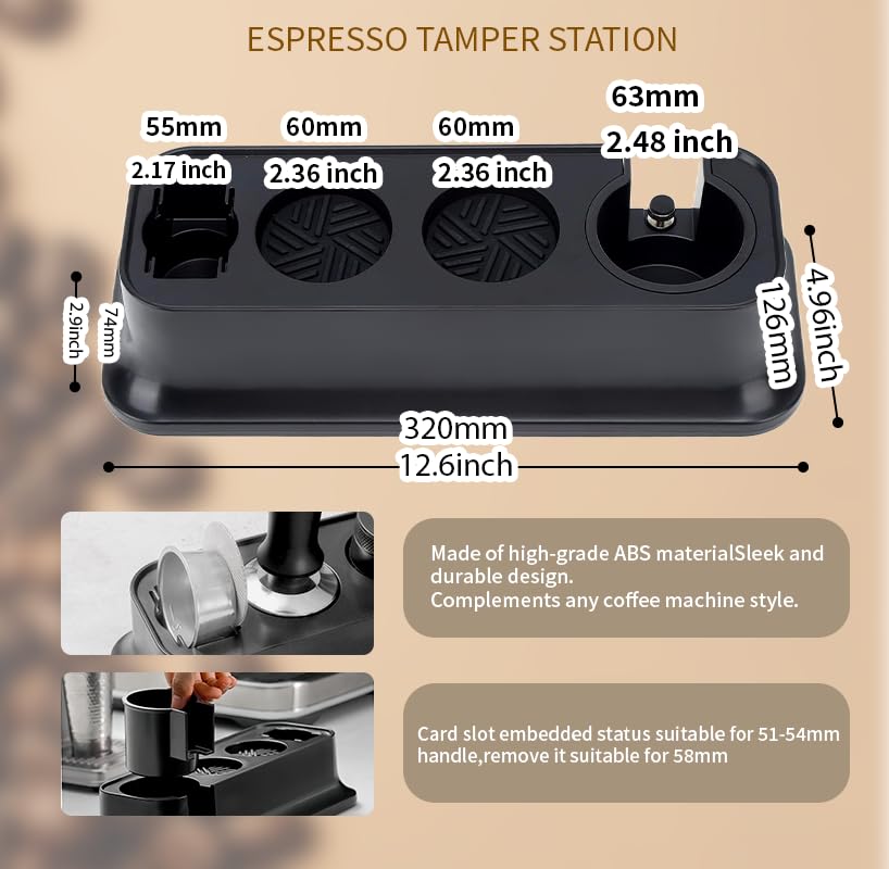 7 Pack Espresso Tamper Station&Coffee Distributor Tamper&Espresso WDT Stirrer&Coffee Tamping&Brush&Coffee Dosing Funnel&Espresso Puck Screen