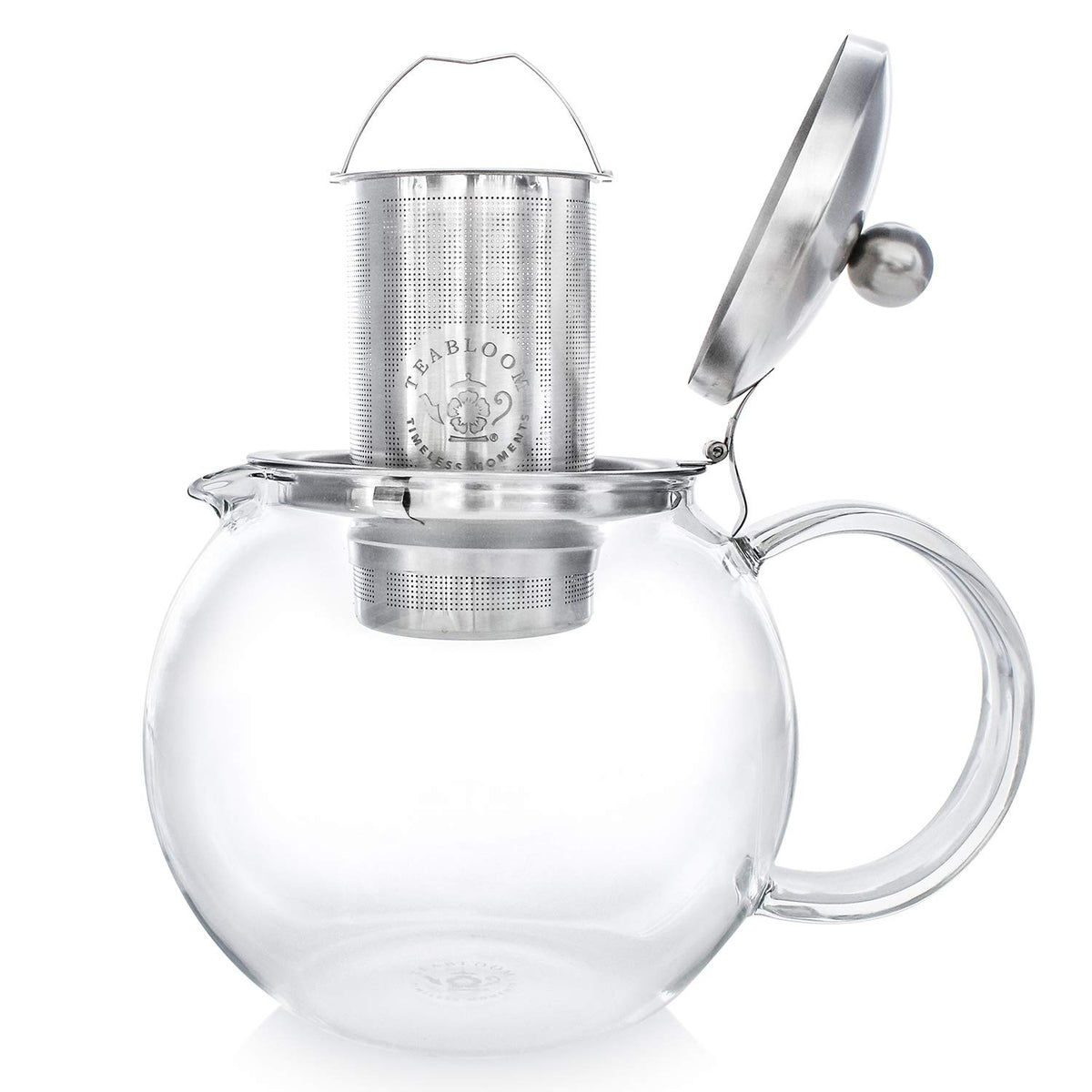 All-in-One Glass Teapot and Tea Kettle – Heatproof Borosilicate Glass Tea Maker with Removable Stainless Steel Loose Tea Infuser – Classica Stovetop Tea Pot (40 oz / 1200 ml)