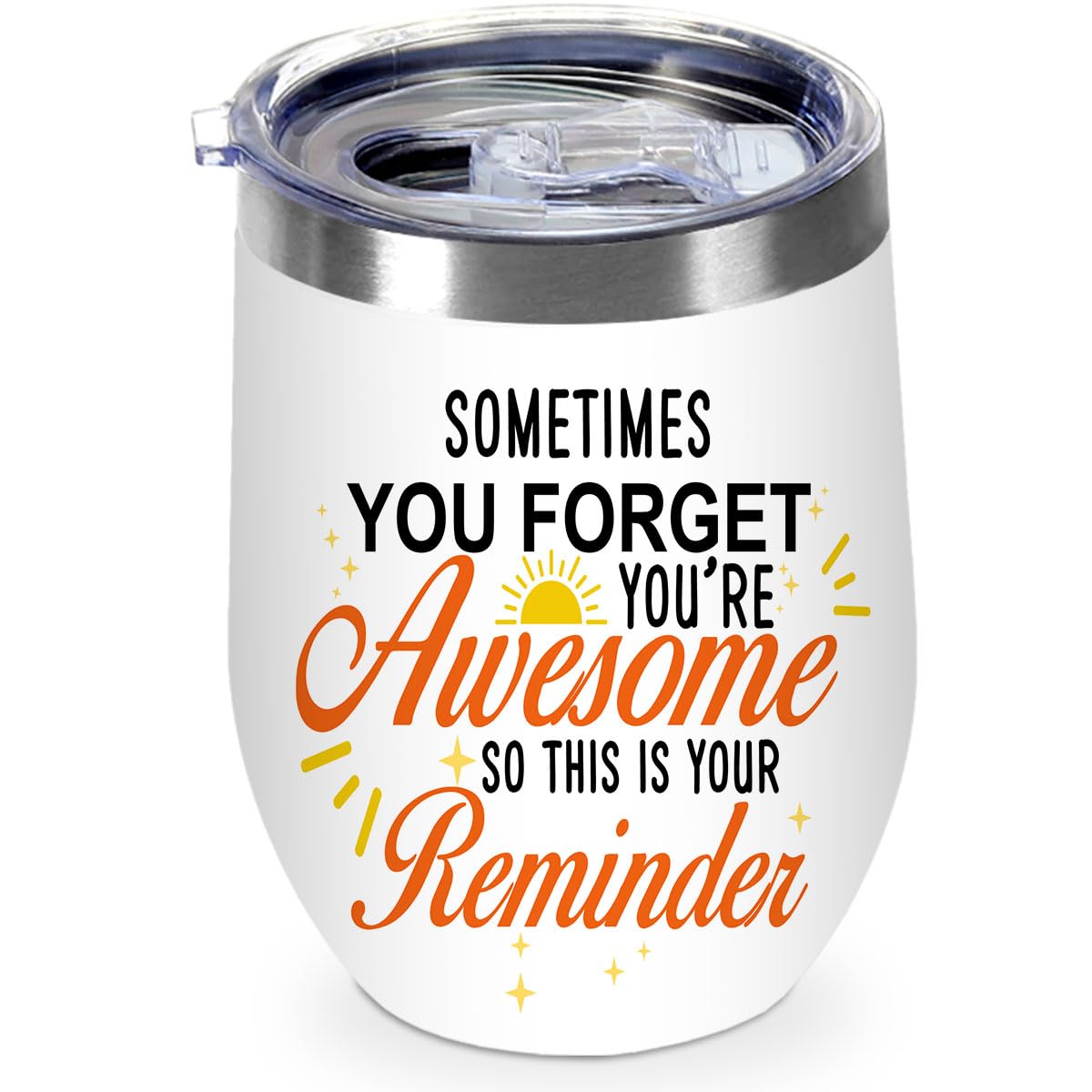 12 oz Insulated Wine Tumbler with Lid Inspirational Gifts for Women