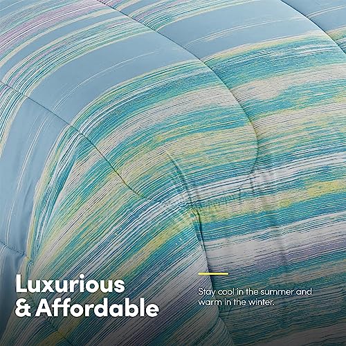 5 Piece Comforter Set Bag Solid Color All Season Soft Down Alternative Blanket & Luxurious Microfiber Bed Sheets
