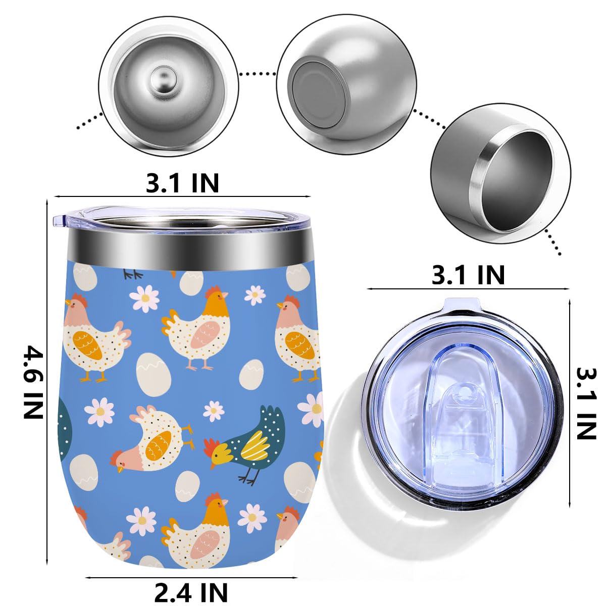 Chicken Mom Gifts Seamless Pattern Stainless Steel Travel Tumbler Cups