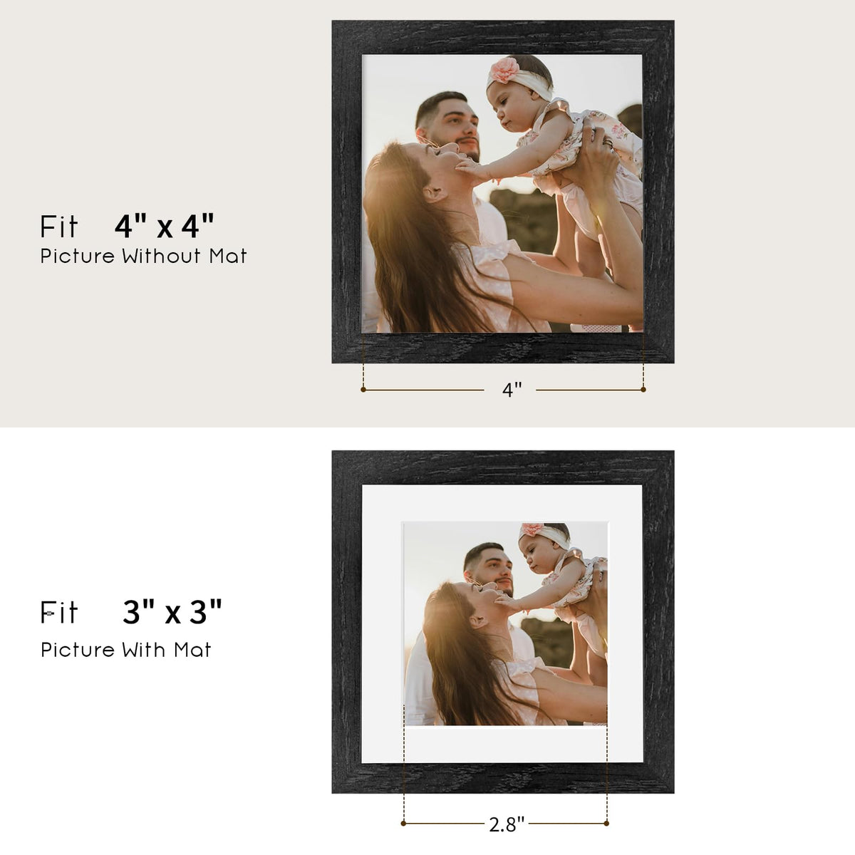 4x4 Solid Oak Wood Picture Frames (3 Count)