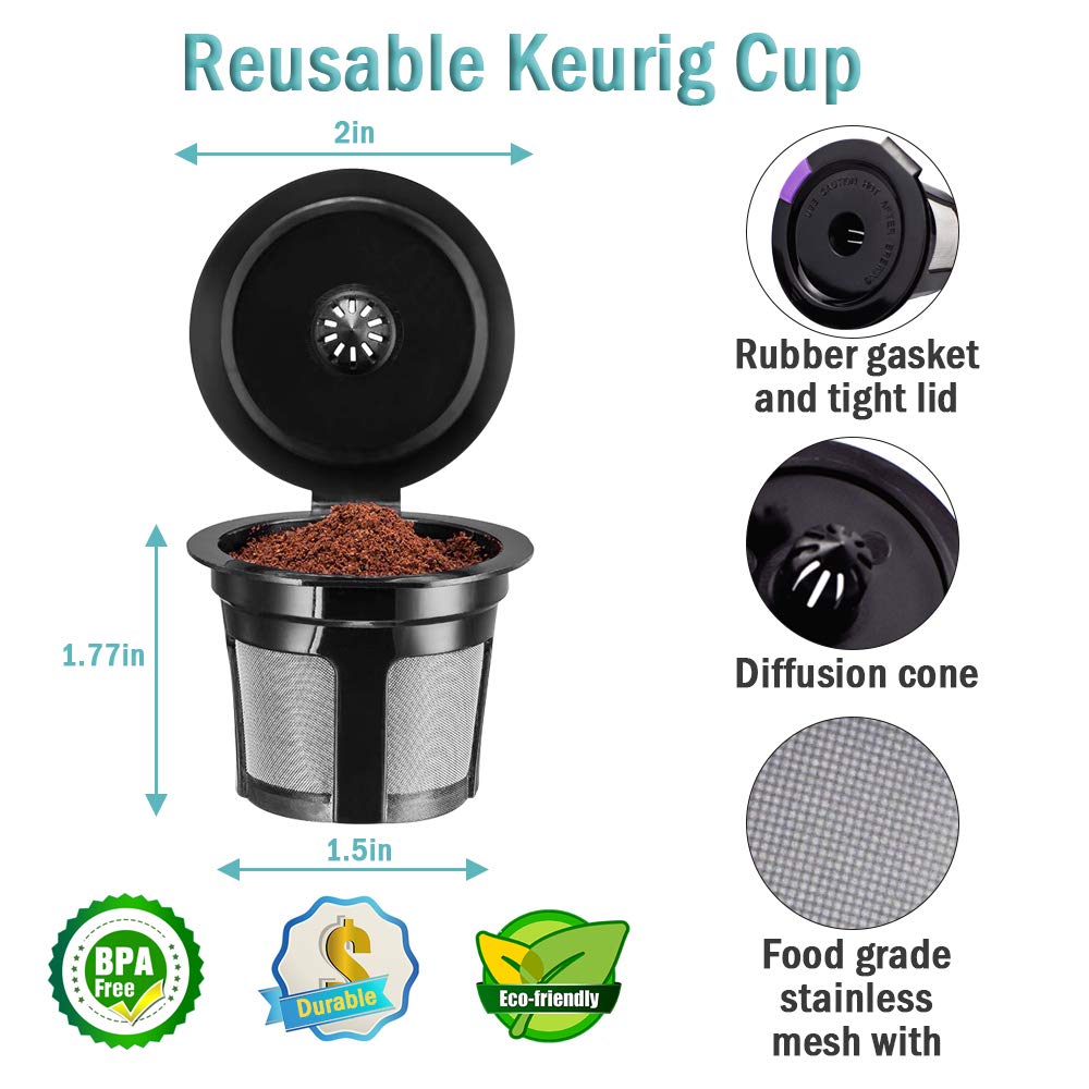 2 Reusable Keurg Cups & 300 Unbleached Keurg Coffee Pods Paper Filters with Lids (300 Count)