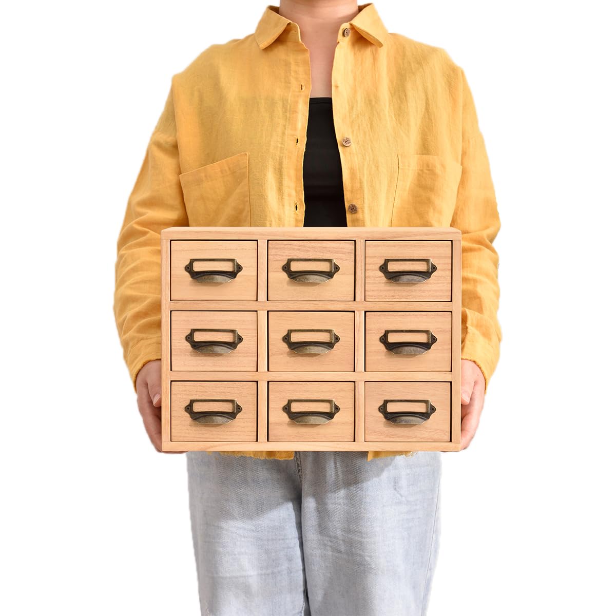 Wooden Desk Organizer with 9 Drawers