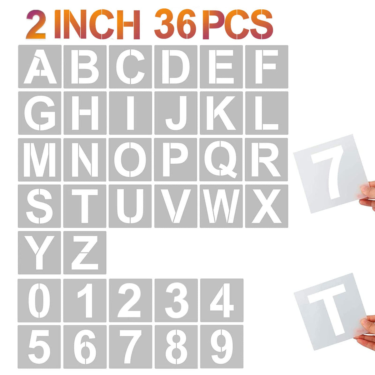 2 Inch Letter Stencils and Numbers (36 Count)
