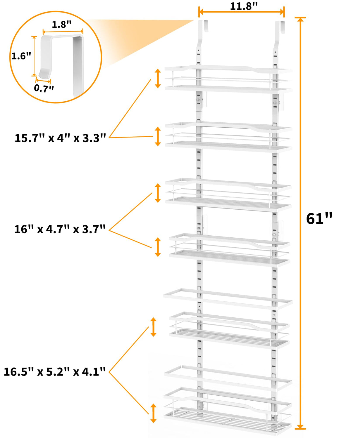 White 6 Tier Over Door Pantry Organizer