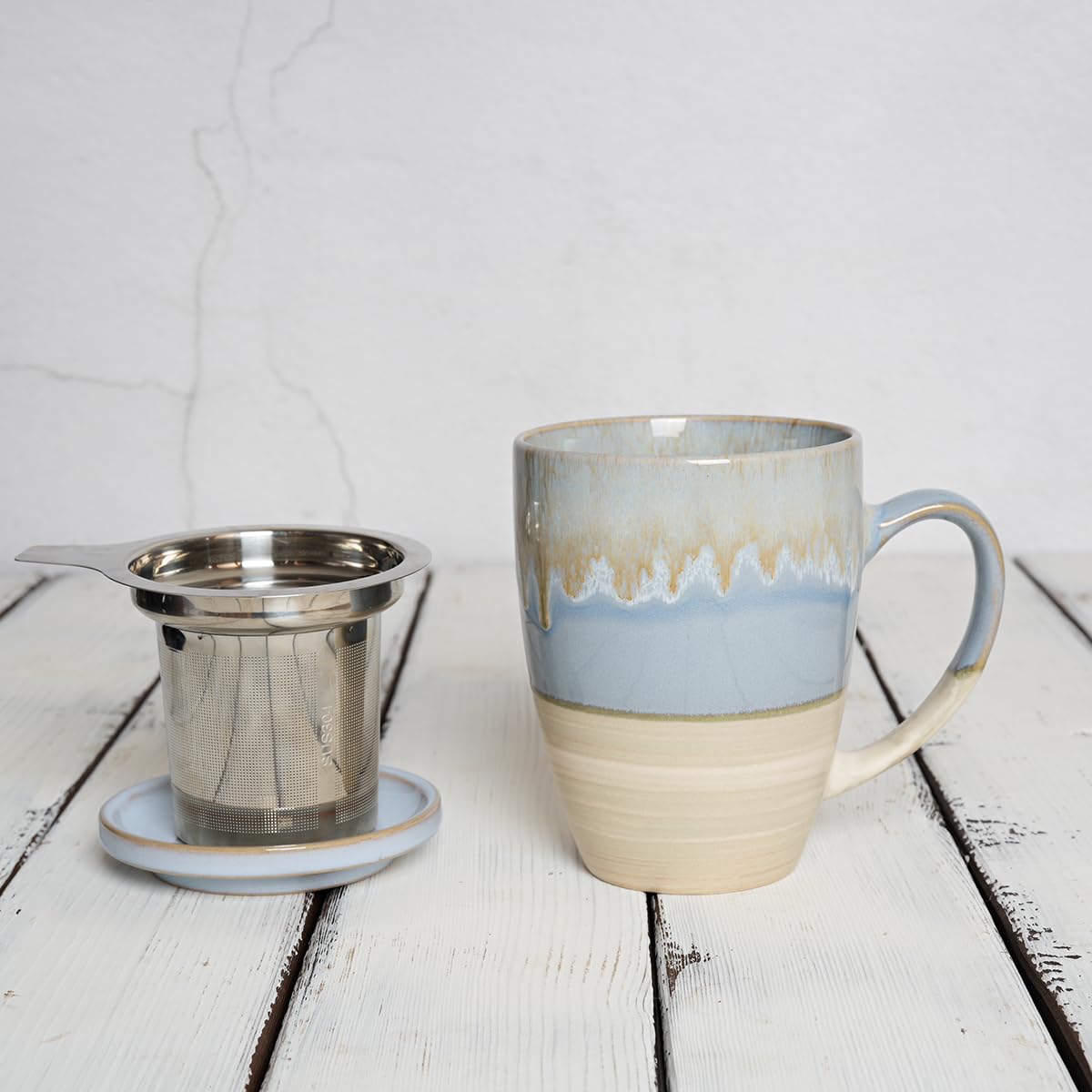 Ceramic Tea Cup with Infuser and Lid