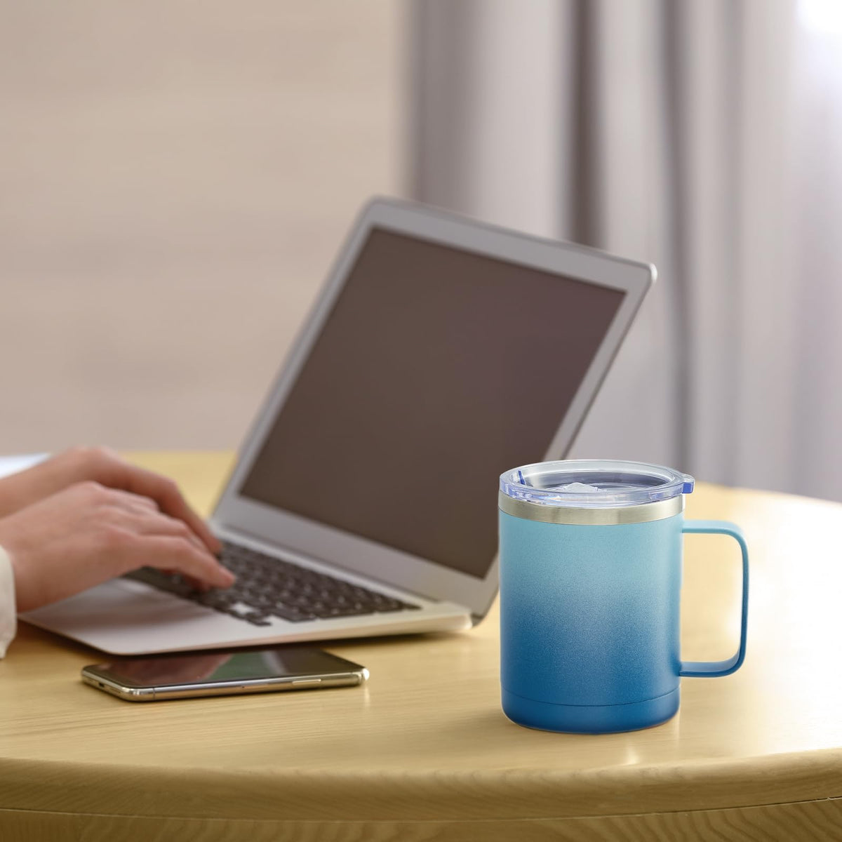 12oz Coffee Mug With Handle and Sliding Lid