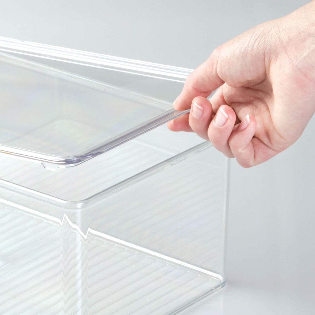 Plastic Stackable Home Office Storage Organizer Box with Hinge Lid