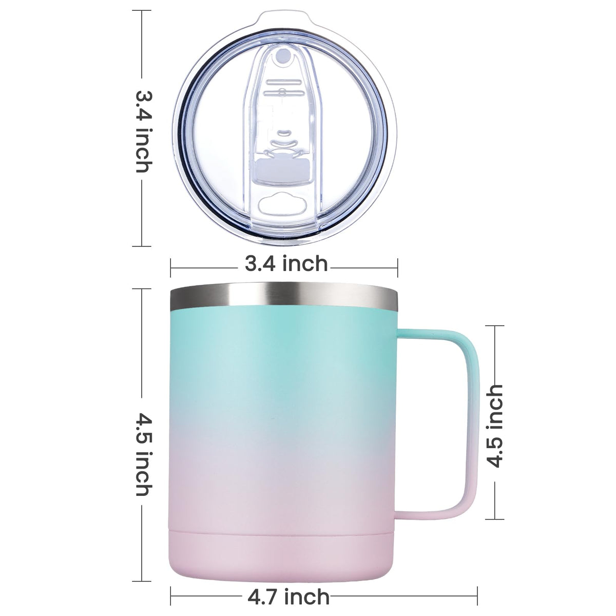 12oz Coffee Mug With Handle and Sliding Lid