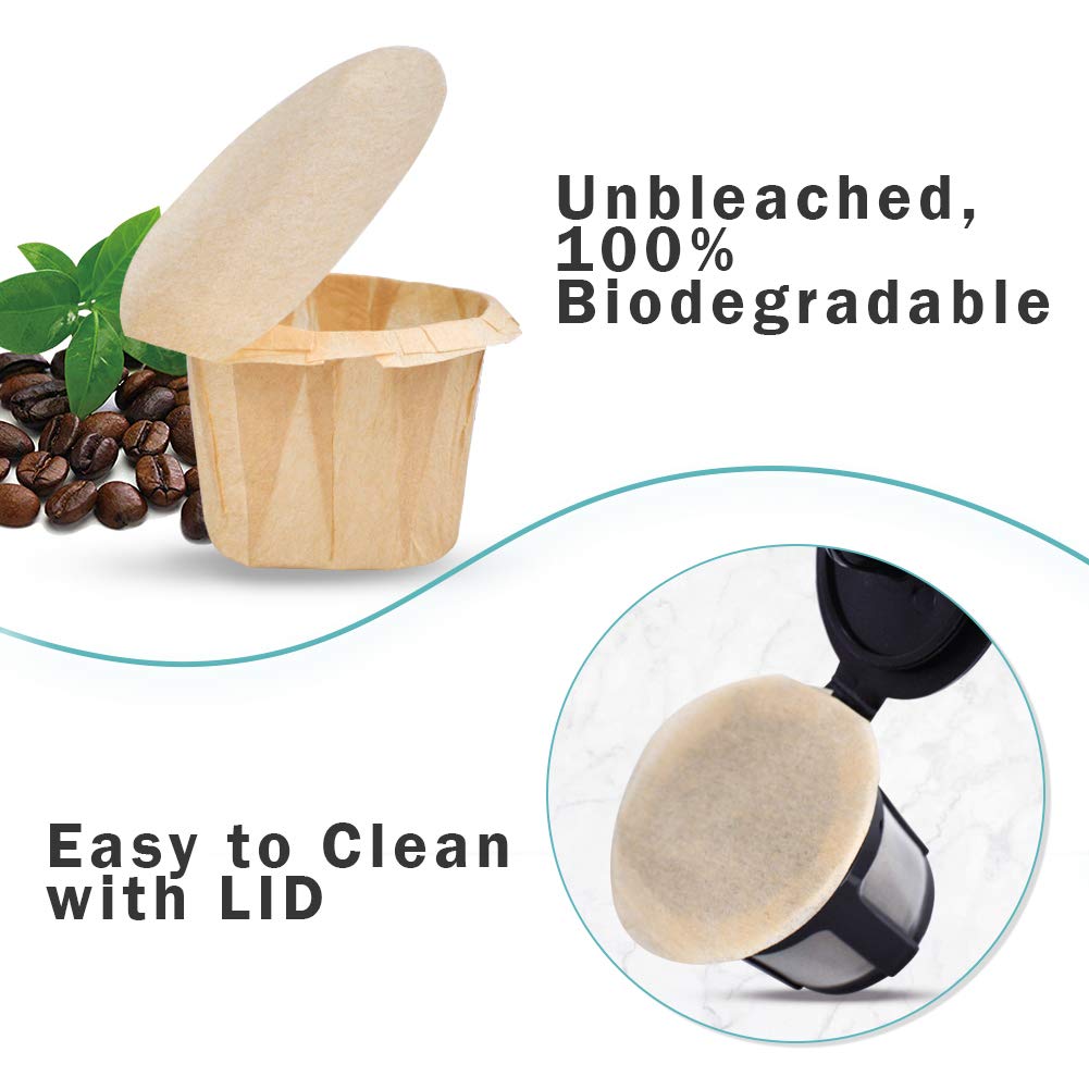 2 Reusable Keurg Cups & 300 Unbleached Keurg Coffee Pods Paper Filters with Lids (300 Count)
