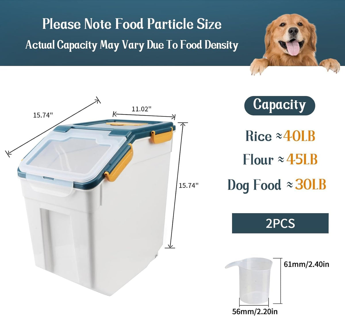 Rice Storage Container 50LB (2 Count)