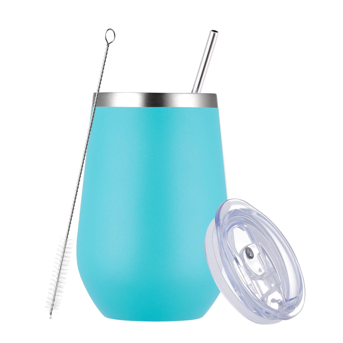 12oz Insulated Wine Tumbler with Lid and Straw