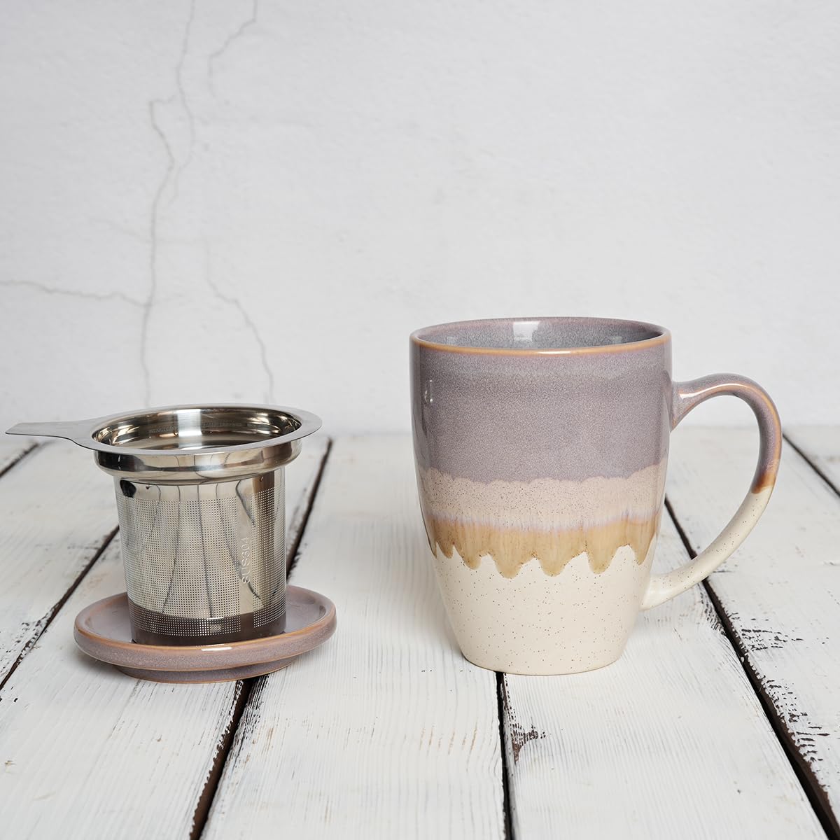 Ceramic Tea Cup with Infuser and Lid