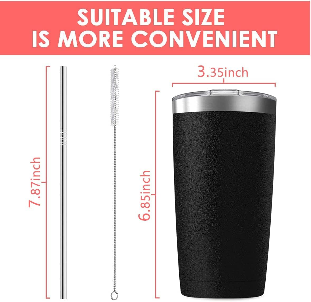 12 pack 20 oz Stainless Steel Insulated Tumbler with Straw and Lid