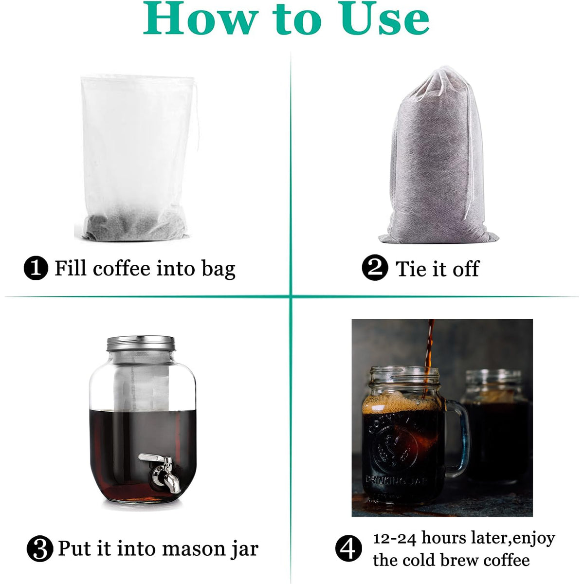 100pcs 8''x12'' Cold Brew Coffee Bags (100 Count)