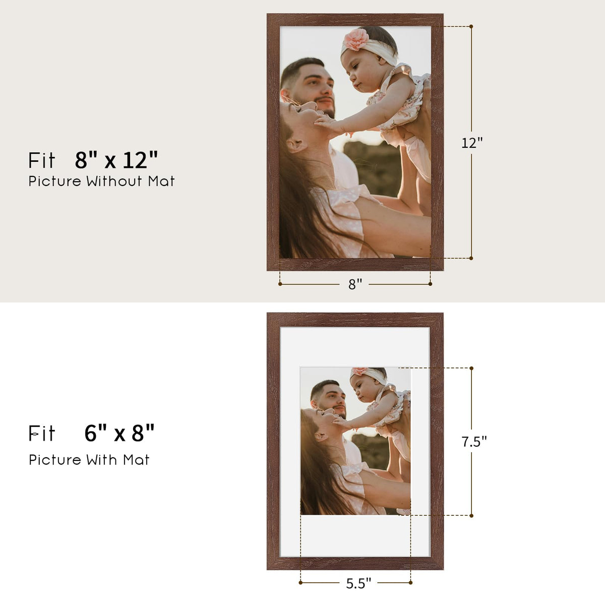8x12 Solid Oak Wood Picture Frame