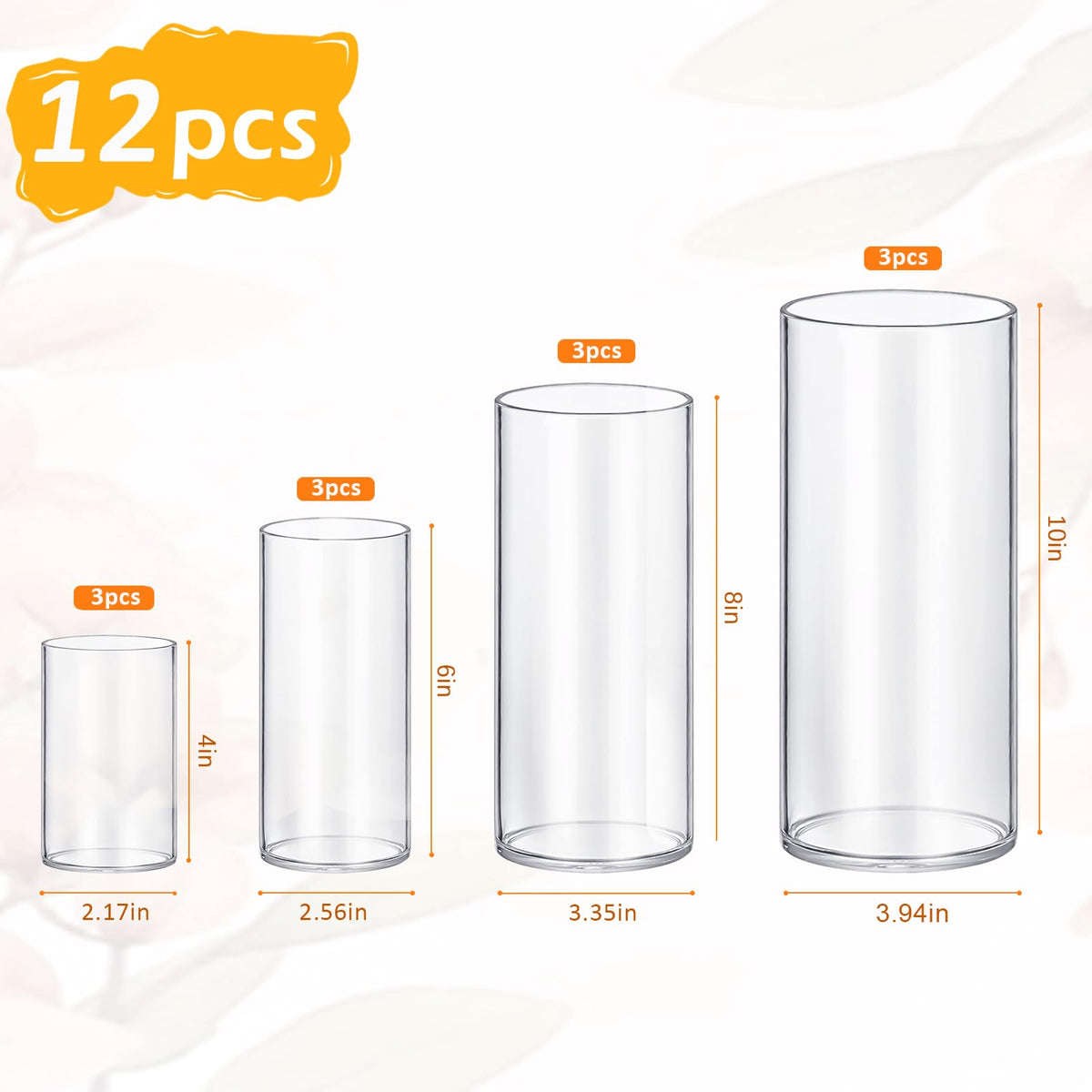 12 Pack Glass Cylinder Vases 4 (12 Count)