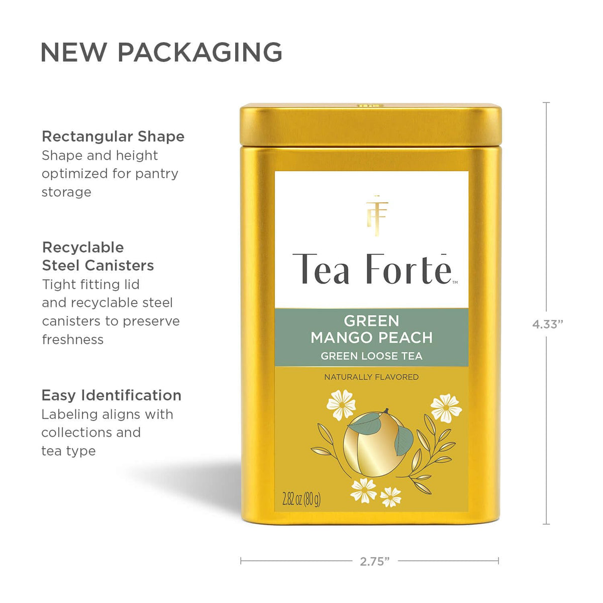 Green Mango Peach Loose Leaf Tea Canister (2.82 Ounce)