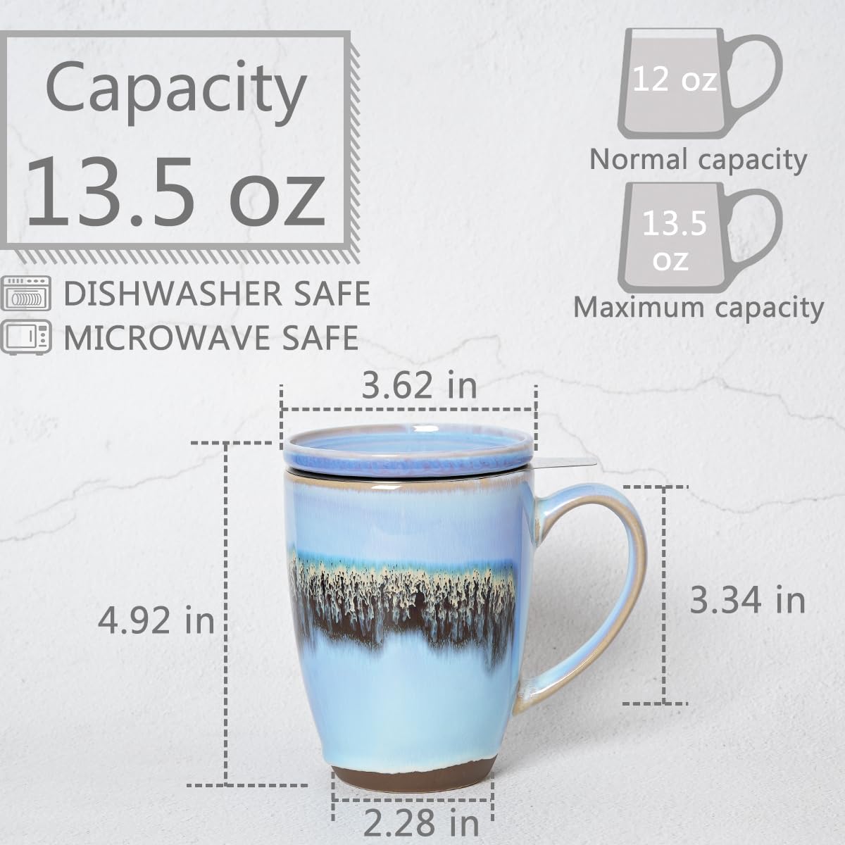 Ceramic Tea Cup with Infuser and Lid