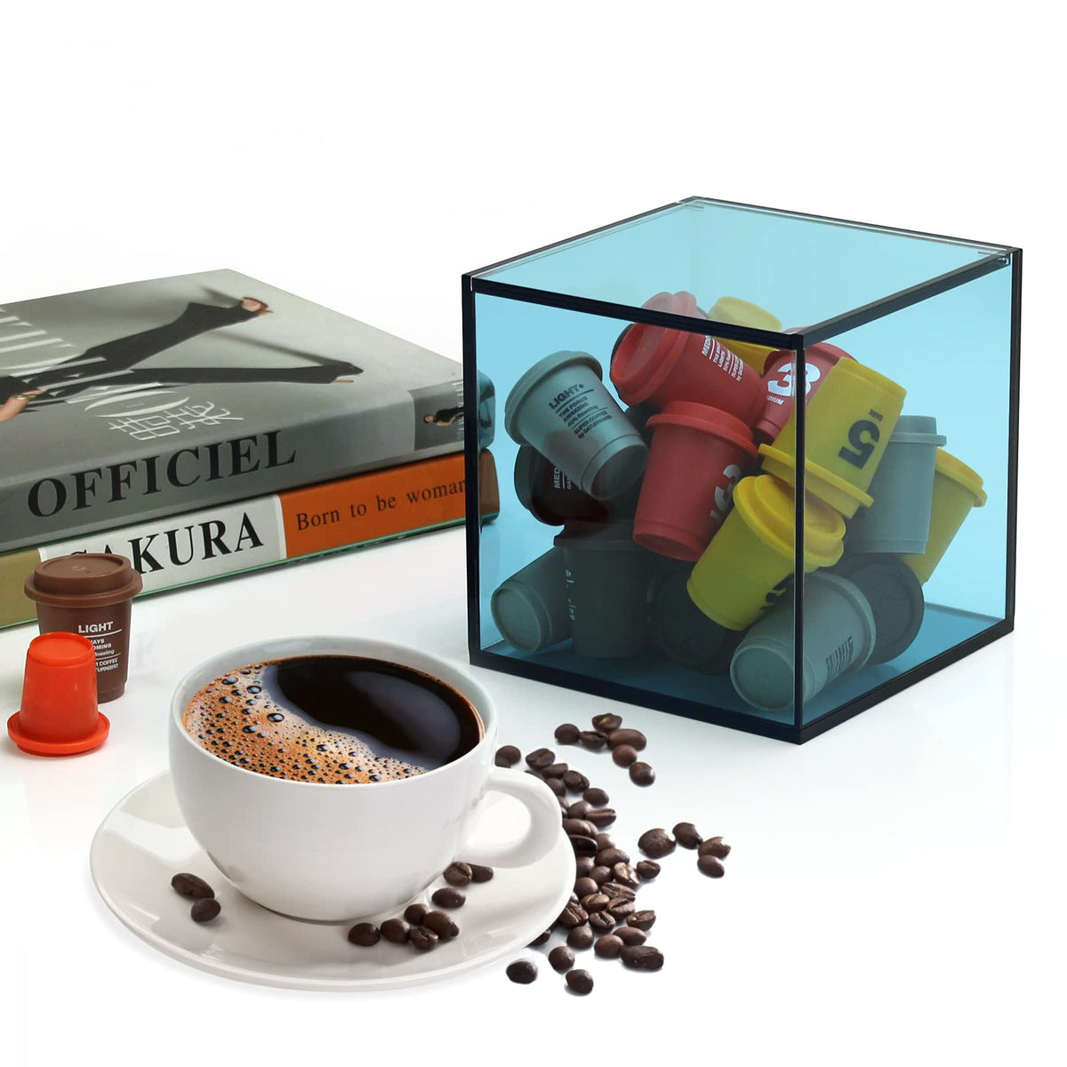 Coffee Capsule Storage Box Coffee Pod Holder Organizers Accessories Anti Dust Durable Clear Acrylic Box for House and Office Use