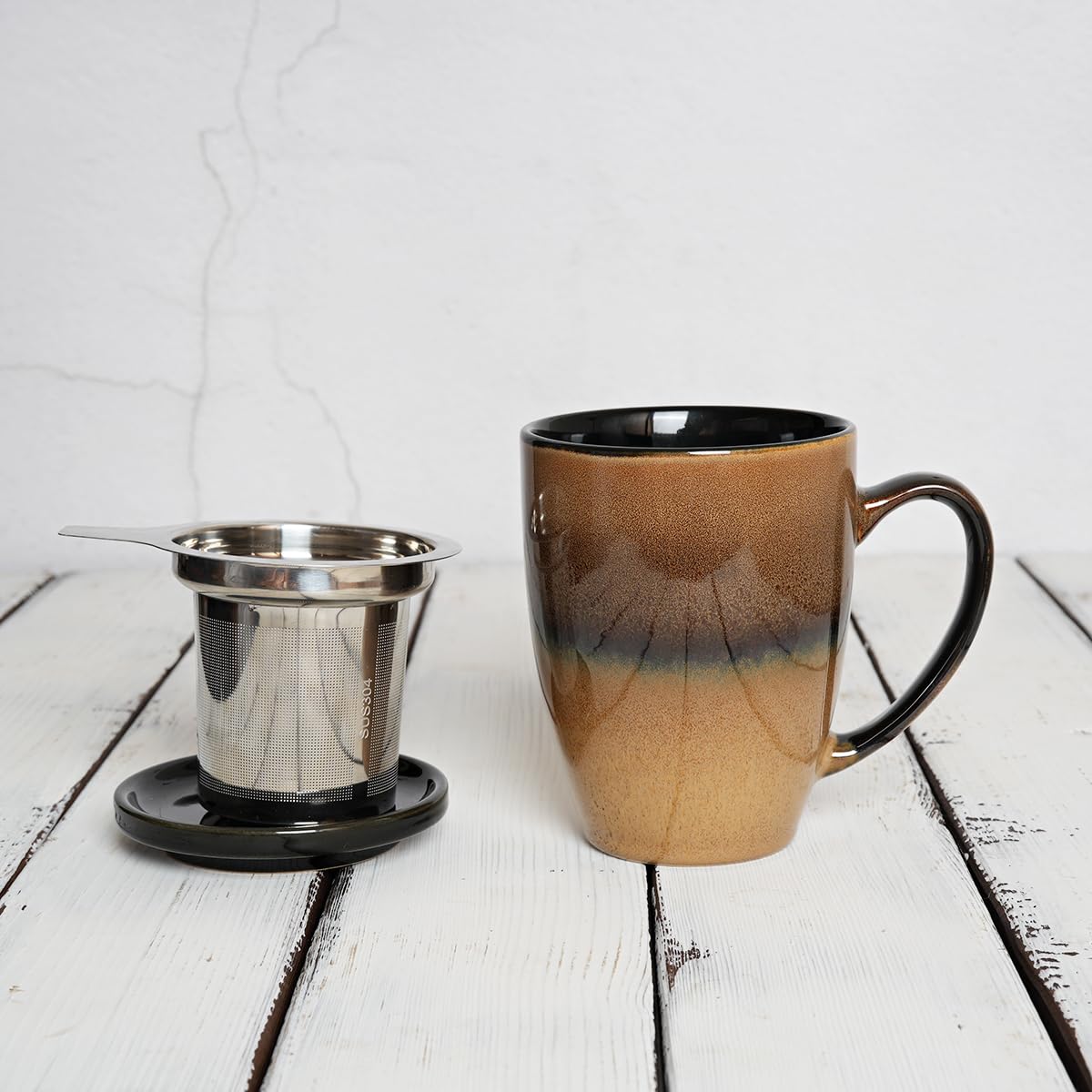 Ceramic Tea Cup with Infuser and Lid