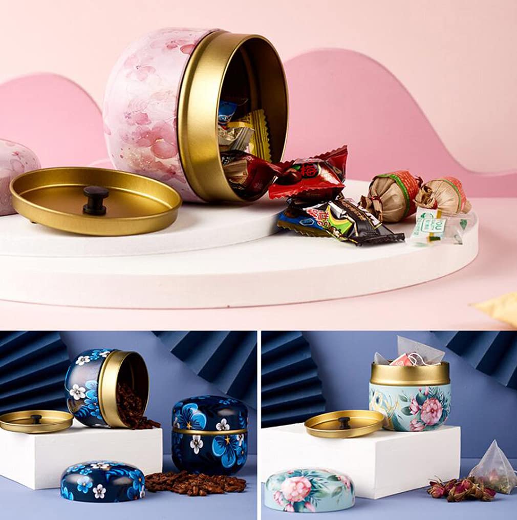 12 Pack Empty Tea Tin Can Candle Containers Loose Tea Tin Box With Lid Sealed Jar Scented Tea Storage Metal Coffee Candy Cans Gift Storage Jewelry Boxes Round Can (12 Count)