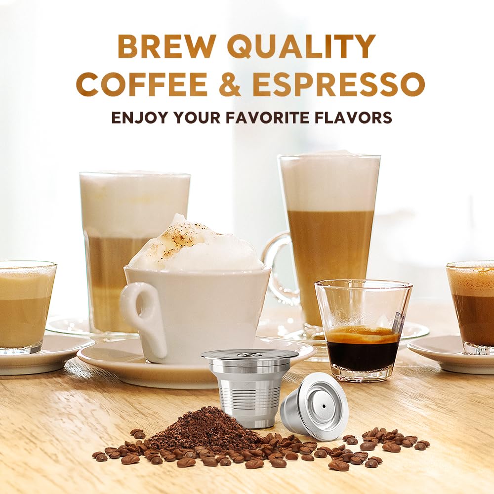 Big & Small Cup Stainless Steel Reusable Coffee Capsules Compatible with L'OR Barista LM8012 (3 Count)
