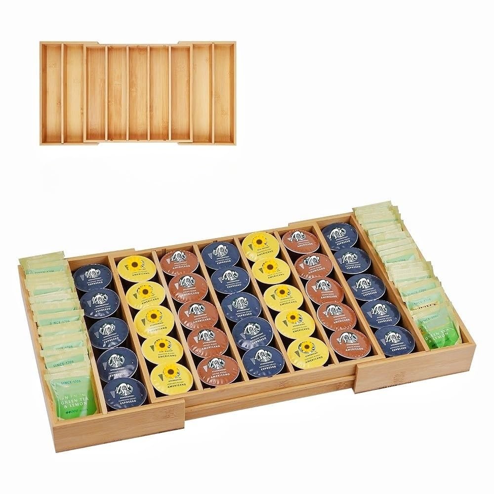 K Cup Holder Bamboo Coffee Pod Holder Drawer Organizer