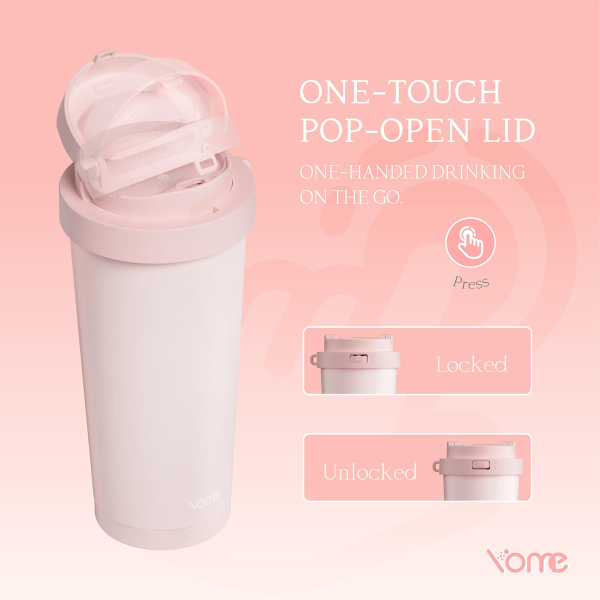 17oz Light Pink Ceramic Lined Insulated Travel Coffee Mug with Infuser for Women