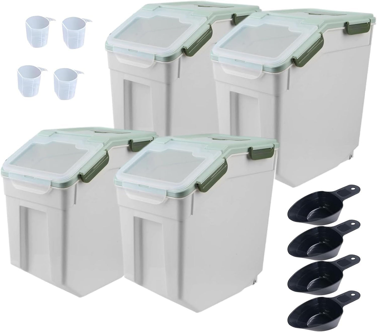 Large Flour Storage Containers 25Lbs Airtight Rice Storage Container BPA Free Kitchen Pantry Food Storage Bin Sugar Snack Cereal Grain Organizer Box with Wheel (4 Count)