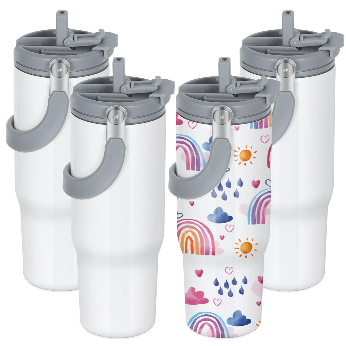 4 Pack 30oz Sublimation Tumbler with Handle (4 Count)