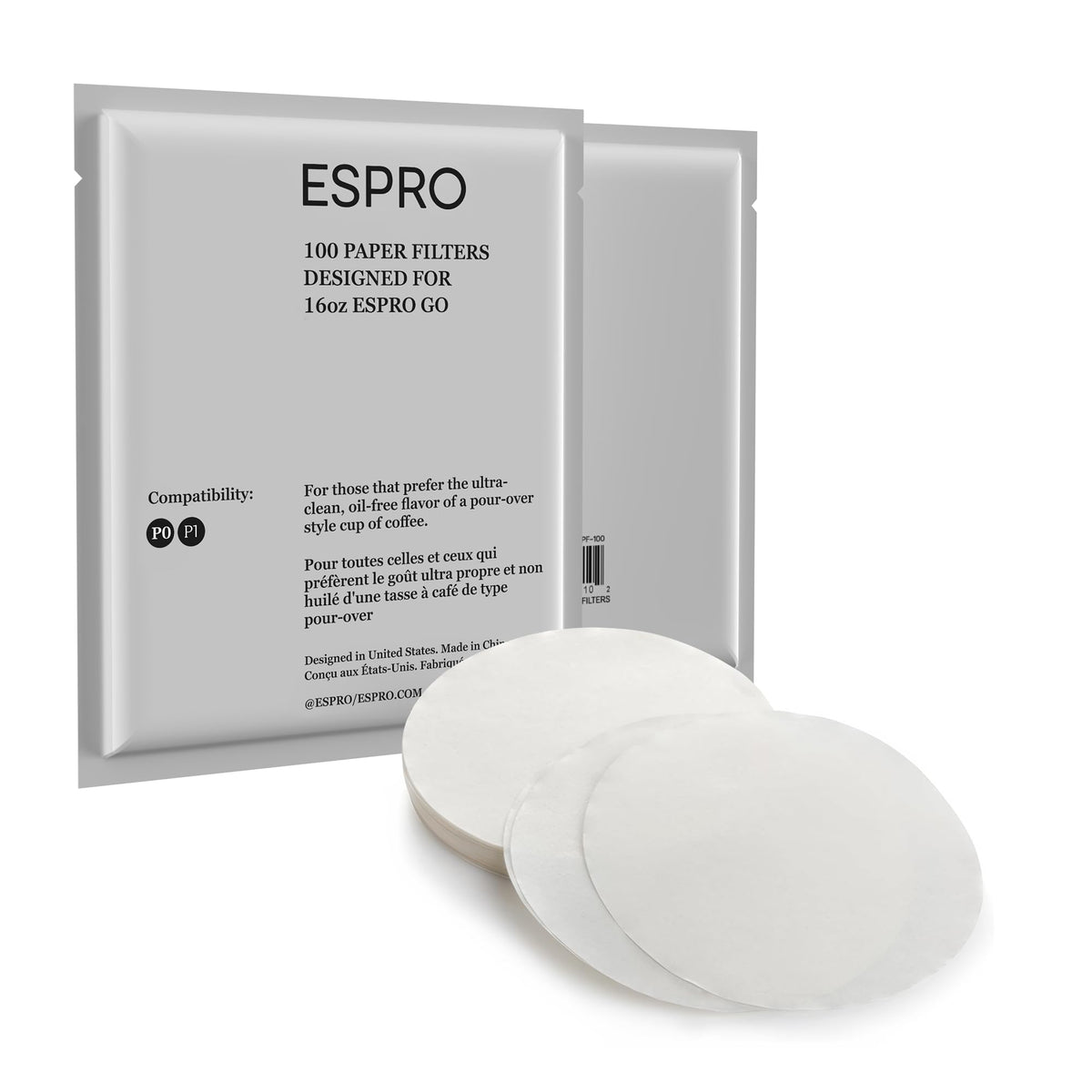 100 Count Coffee Paper Filters for ESPRO P1