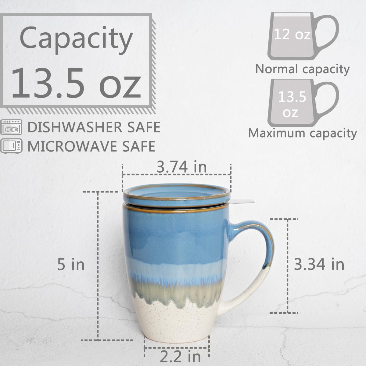 Ceramic Tea Cup with Infuser and Lid