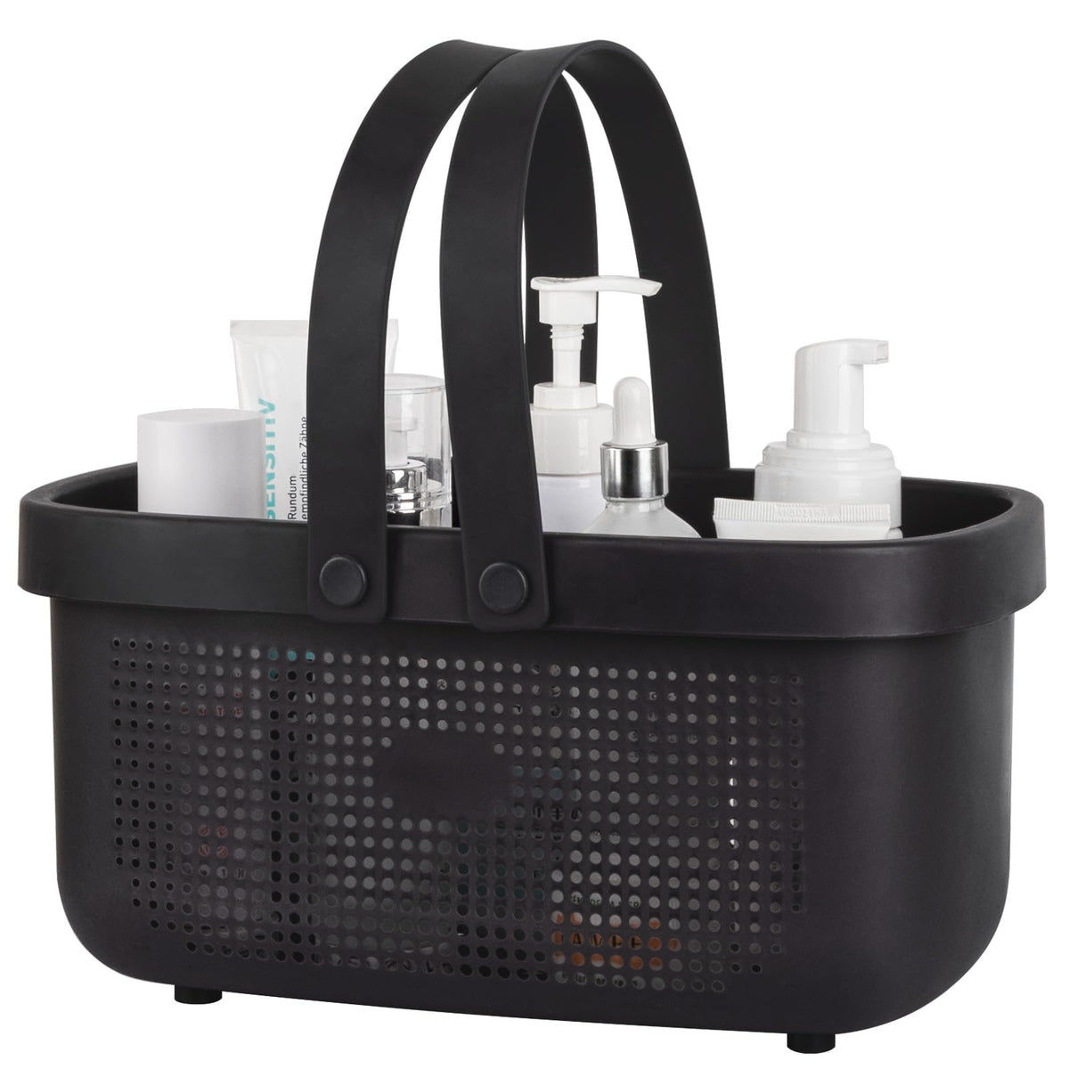Portable Shower Caddy Basket with Handles Plastic Storage Basket Black
