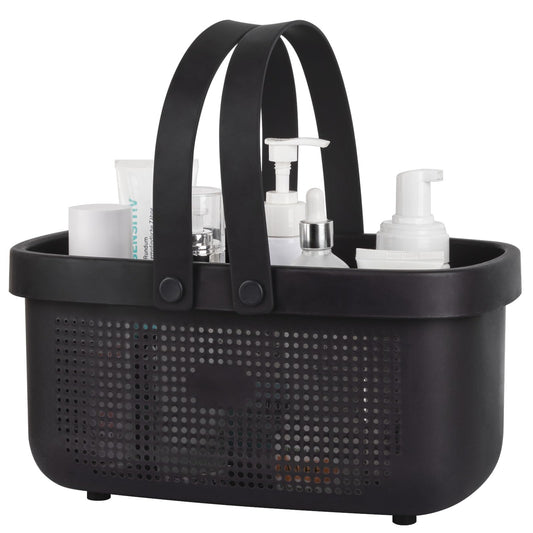 Portable Shower Caddy Basket with Handles Plastic Storage Basket Black