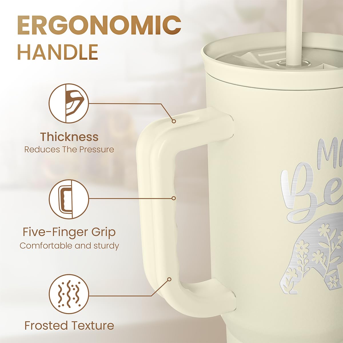 Mom Tumbler with Handle 40oz