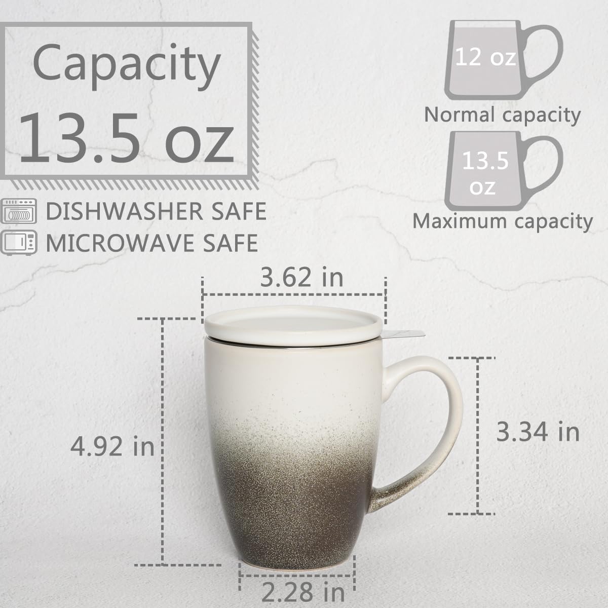 Matte Ceramic Tea Cup with Infuser and Lid (2 Count)