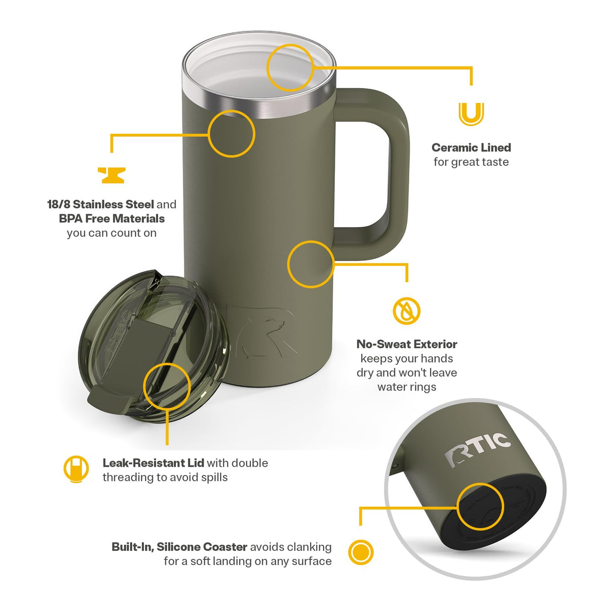 16oz Road Trip Travel Mug with Lid and Handle