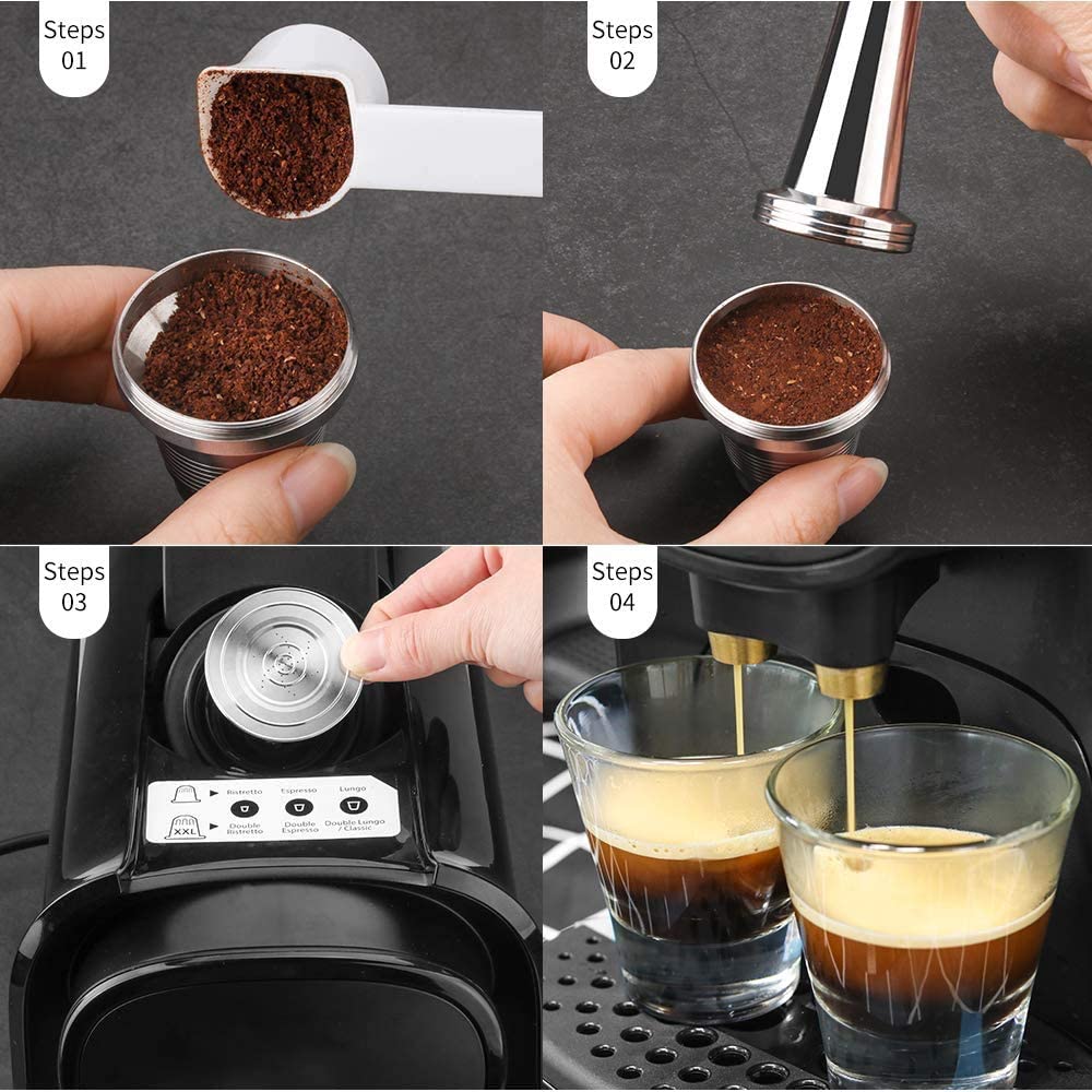 2 Pcs Reusable Stainless Steel Coffee Capsules Compatible with L'OR Barista LM8012 (2 Count)