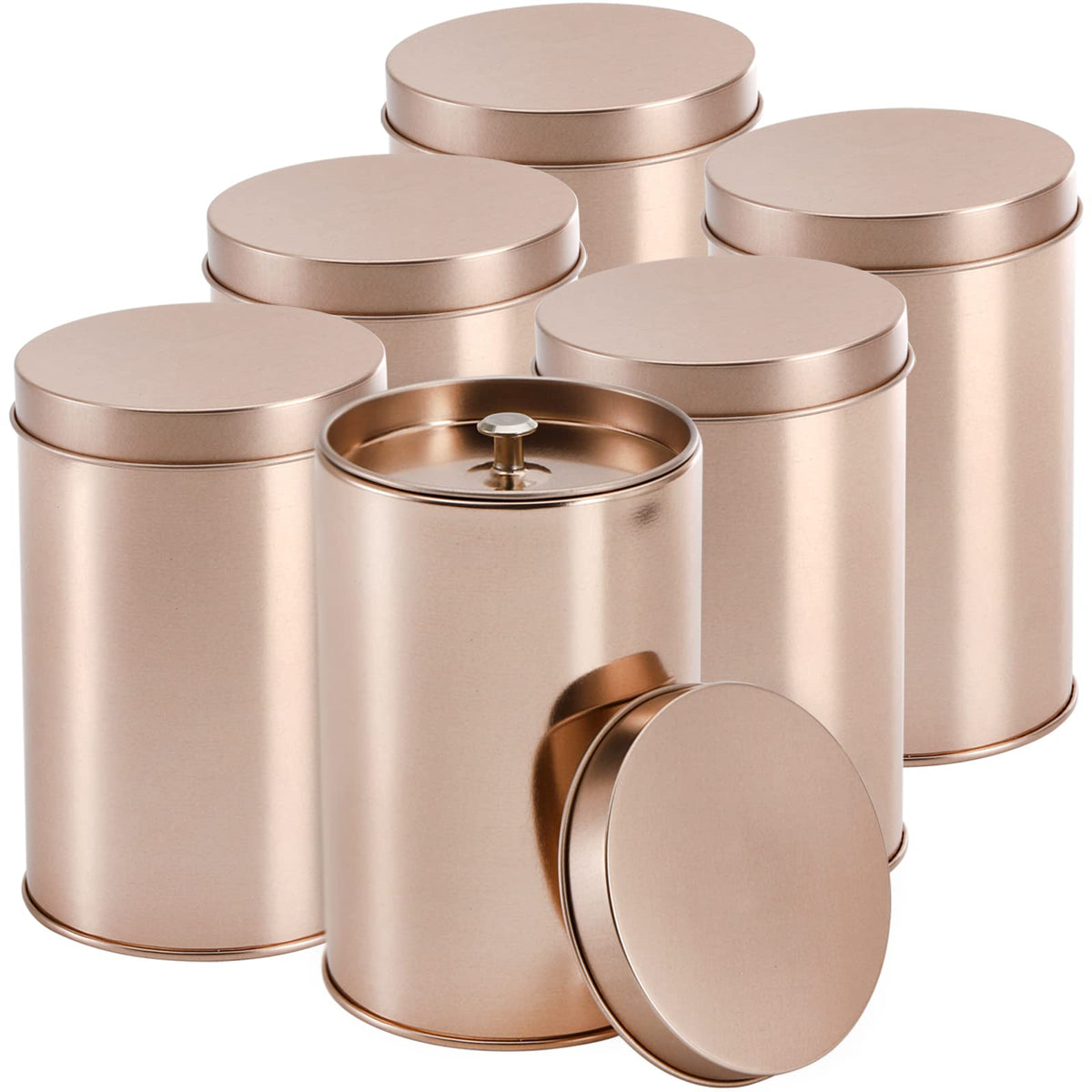 6 Pack Tea Tin Canister with Airtight Double Lids (6 Count)