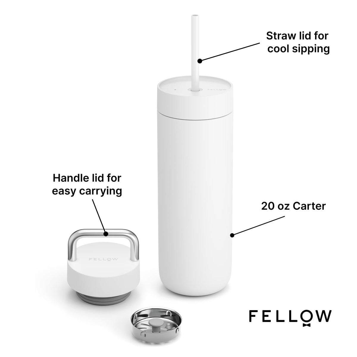 Carter Insulated Water Bottle 20 oz with Straw for Travel