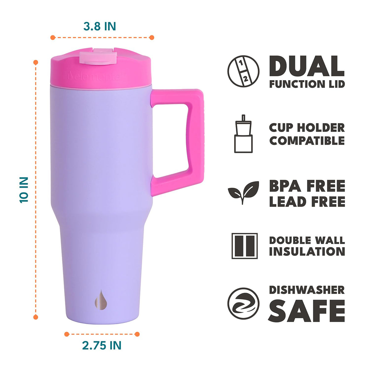100% Leak Proof 32oz Tumbler with Handle & Straw Travel Mug