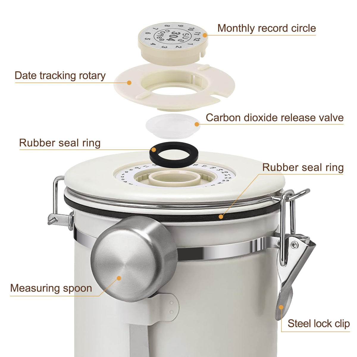 1.8L Airtight Vacuum Coffee Canister (17 Ounce)