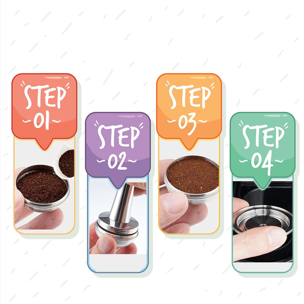 Reusable Coffee Capsules Pods for Nespresso VertuoPlus Vertuoline Series 304 Stainless Steel