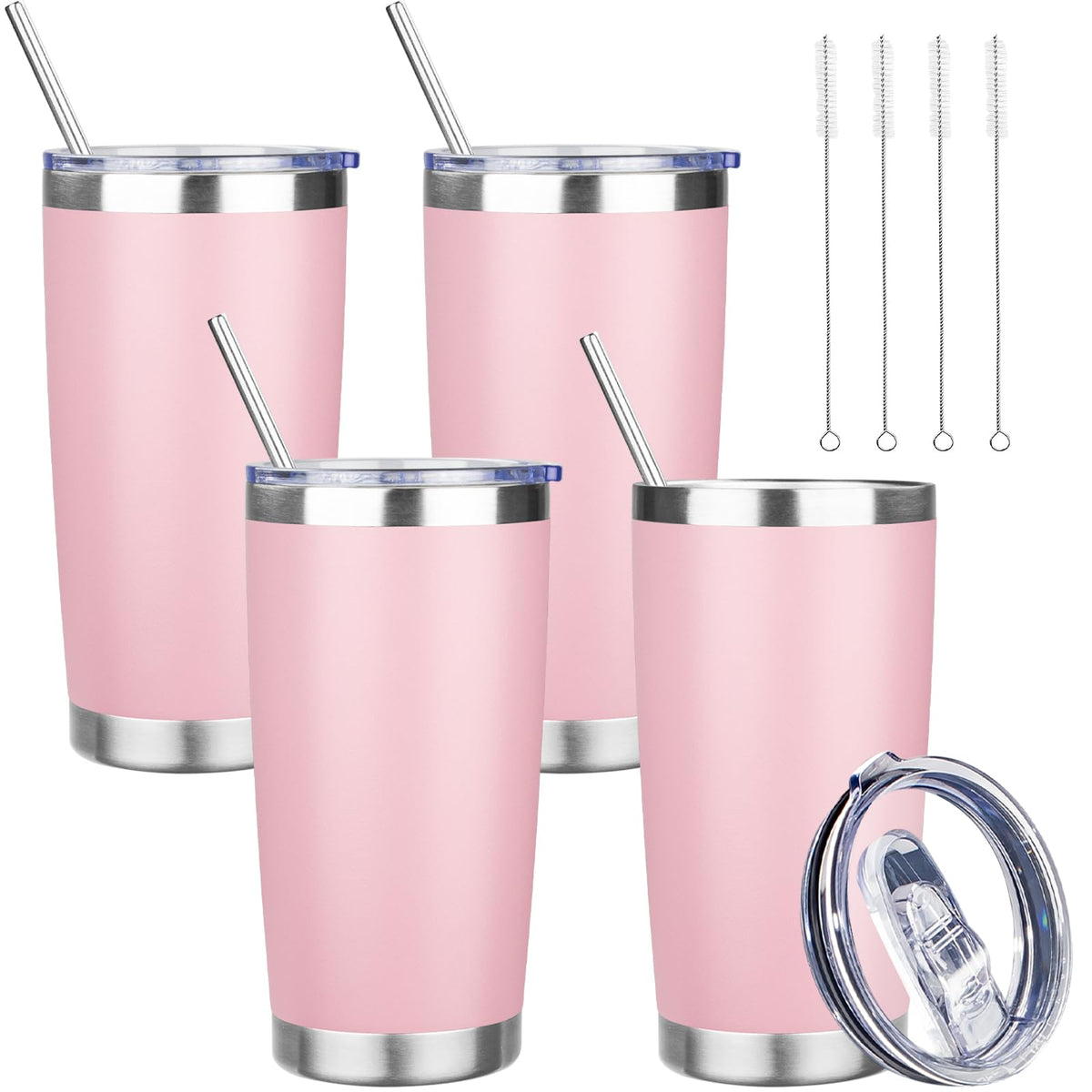 20 oz Tumbler with Lids and Straws (4 Count)