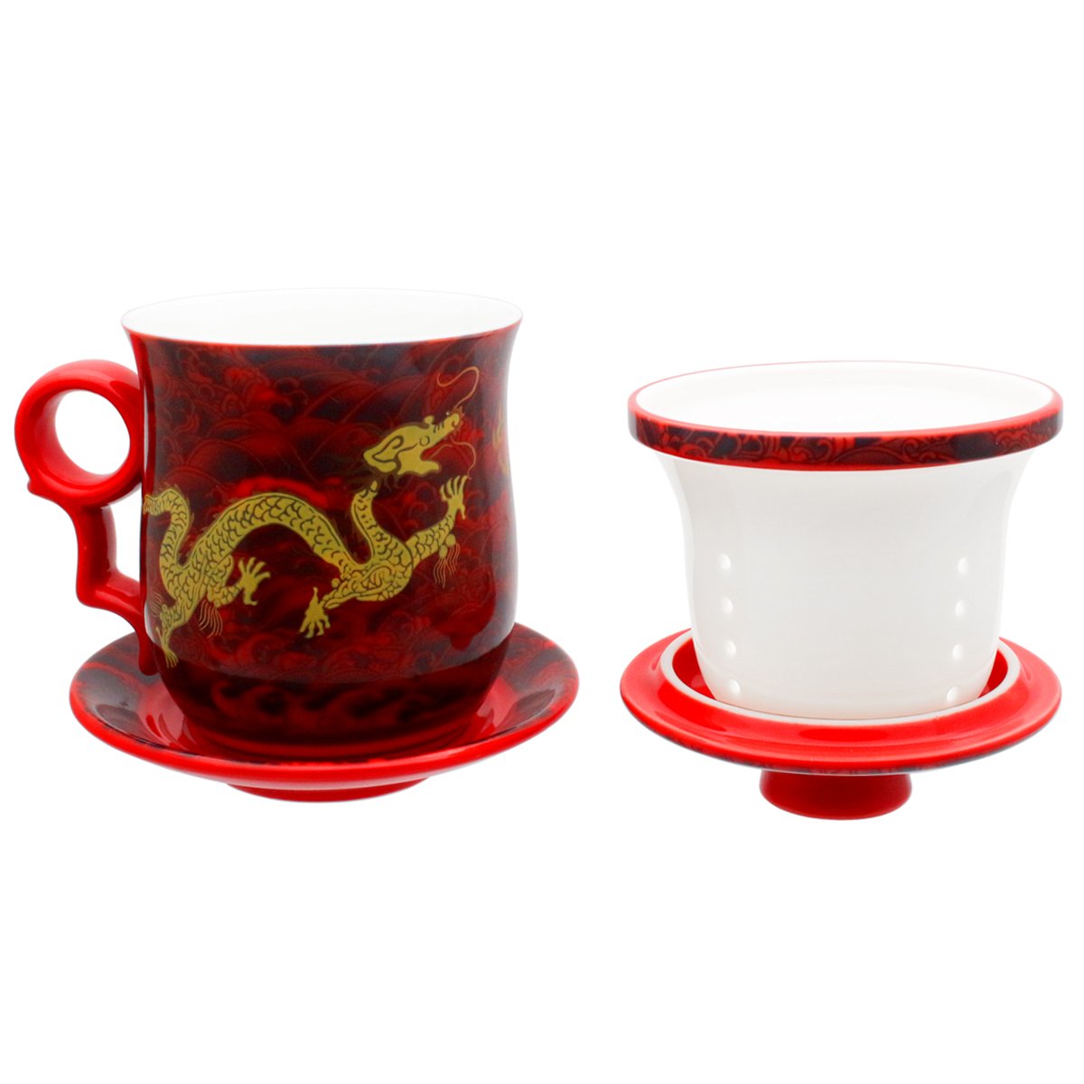 Porcelain Tea Cup with Lid and Saucer Infuser Sets