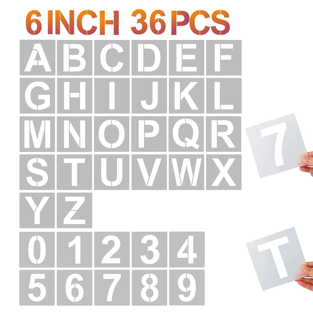 6 Inch Letter Stencils and Numbers (36 Count)